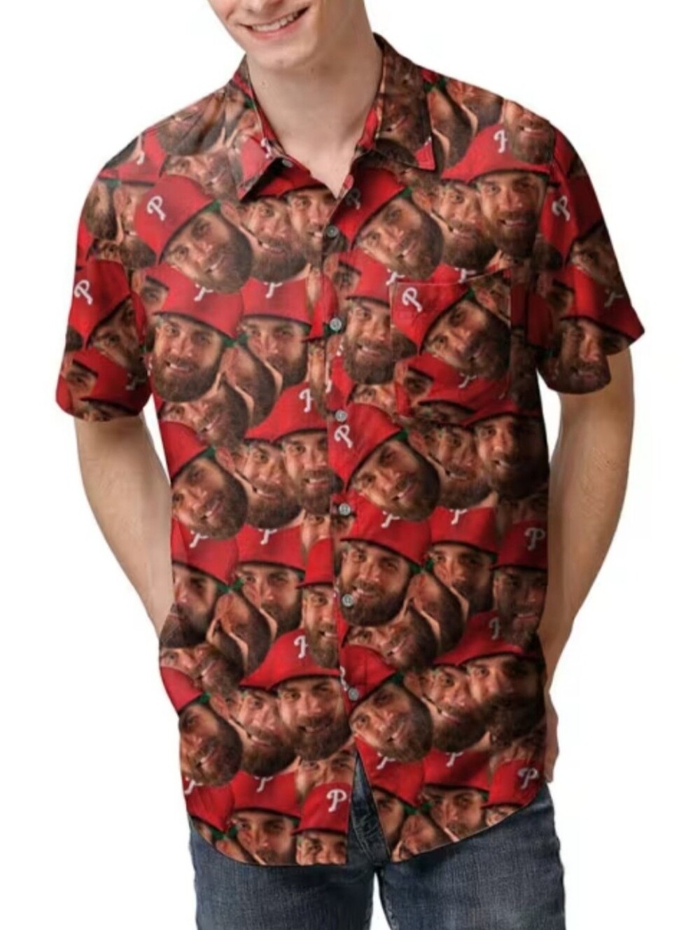 NWT Bryce Harper Forever Collectibles Phillies Face Sublimated Shirt(Mens Large) - Picture 5 of 6